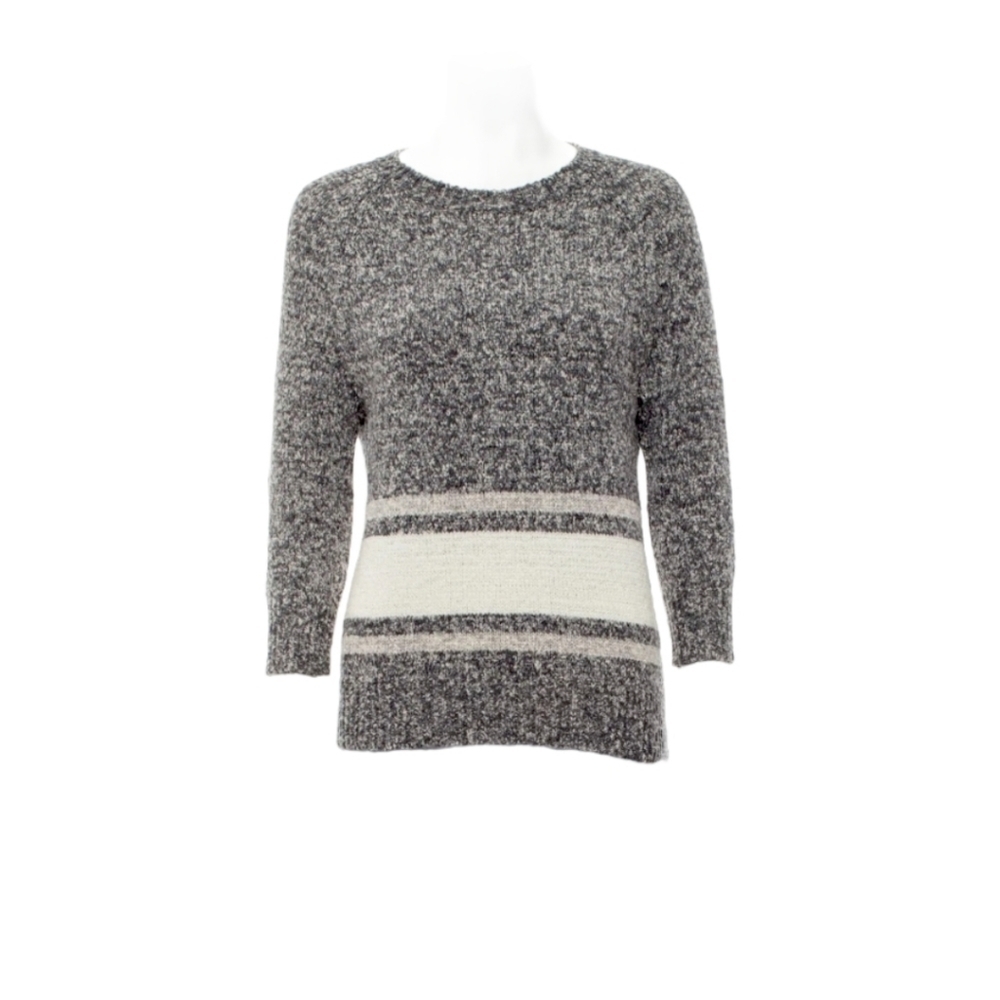 Derek Lam Grey & White Colorblock Striped Sweater